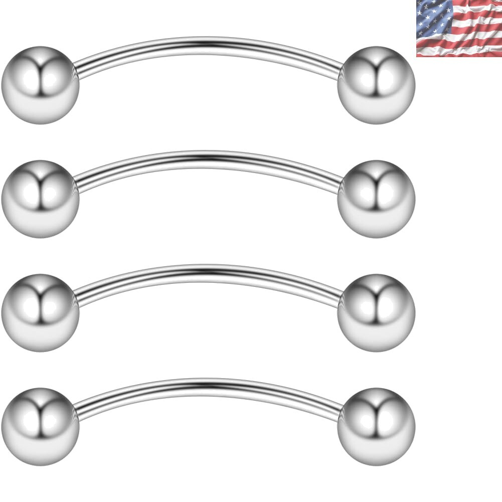 Hypoallergenic 316L Surgical Steel Snake Eyes Tongue Rings – 4-16 PCS Set