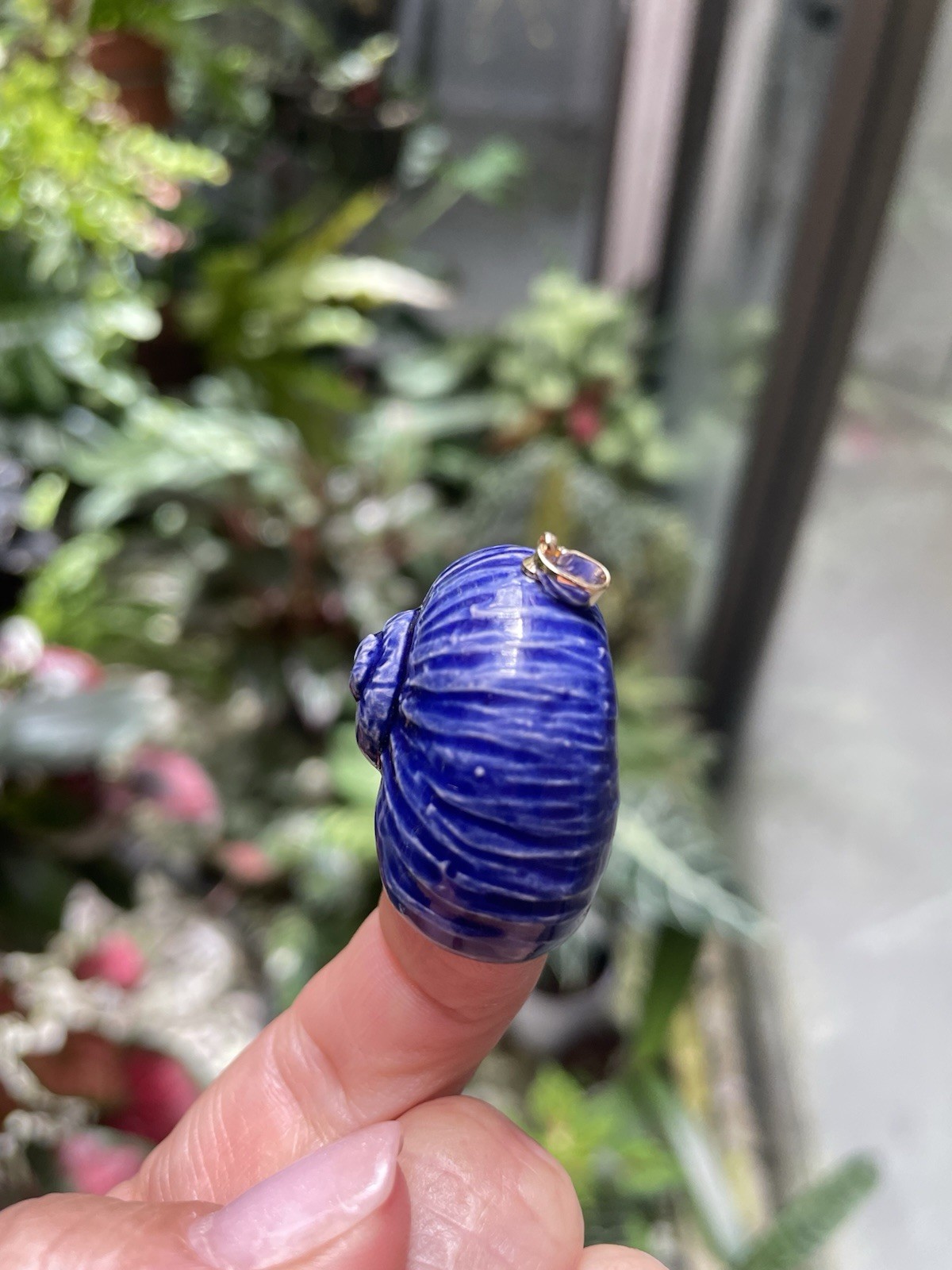 Handmade Ceramic Pendant Jewelry. Unique piece. Indigo