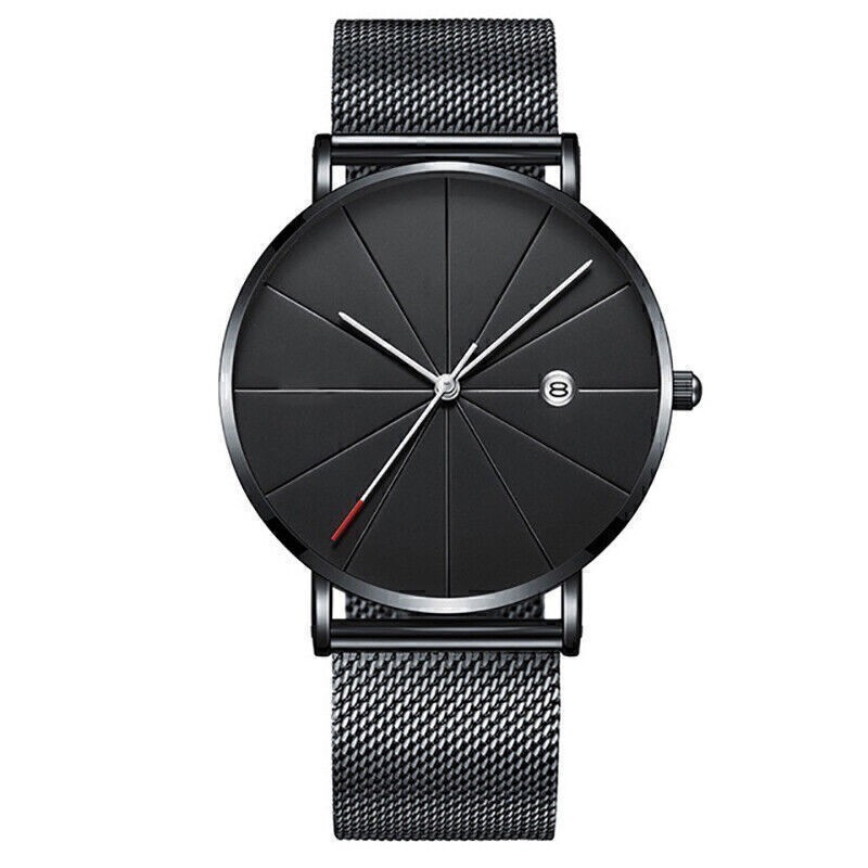 Ultra Casual Men’s Thin Quartz Analog Wrist Watch with Stainless Steel Mesh Band