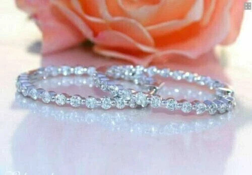3.00 Ct Lab Created Diamond Inside Outside Hoop Earrings 14K White Gold Plated