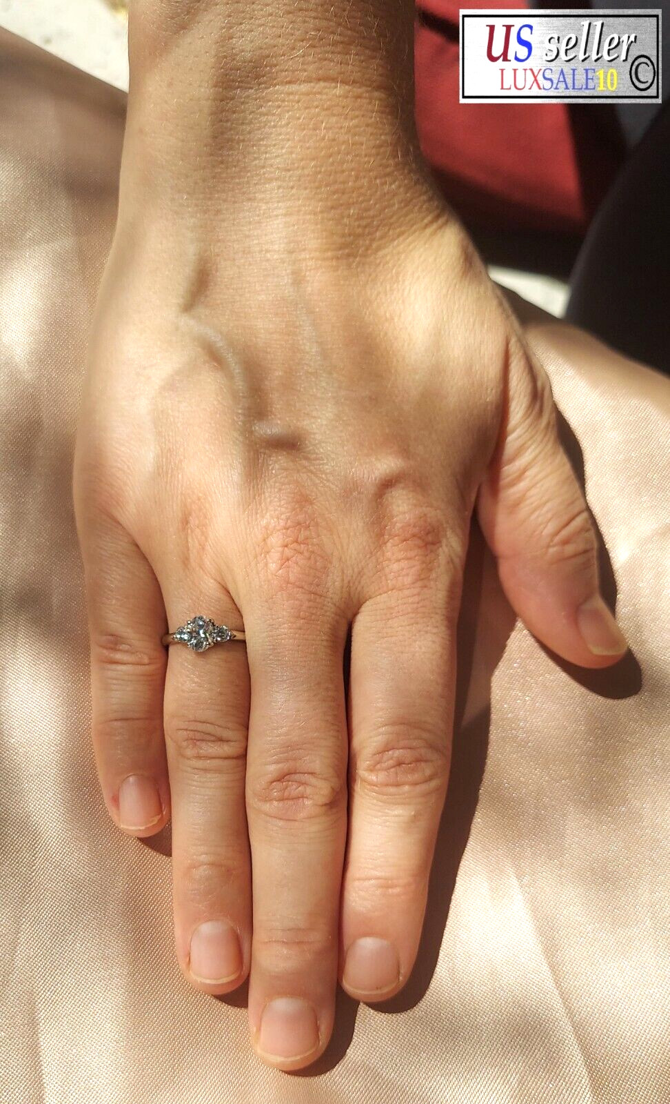 Estate ring ,10k gold ring ,1.4 carat certified ring. 3 stone ring