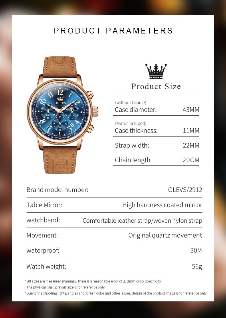 OLEVS 2912 Luminous 3ATM Waterproof Male New Year Present Leisure Quartz Watch