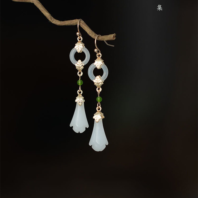 Magnolia Flower Earrings, Traditional Hanfu Qipao Chinese Style Jewelry