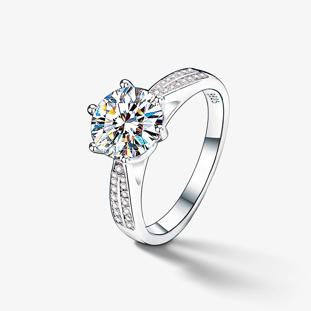 Flower Rush: 925 Silver Moissanite Ring, 2.0ct
