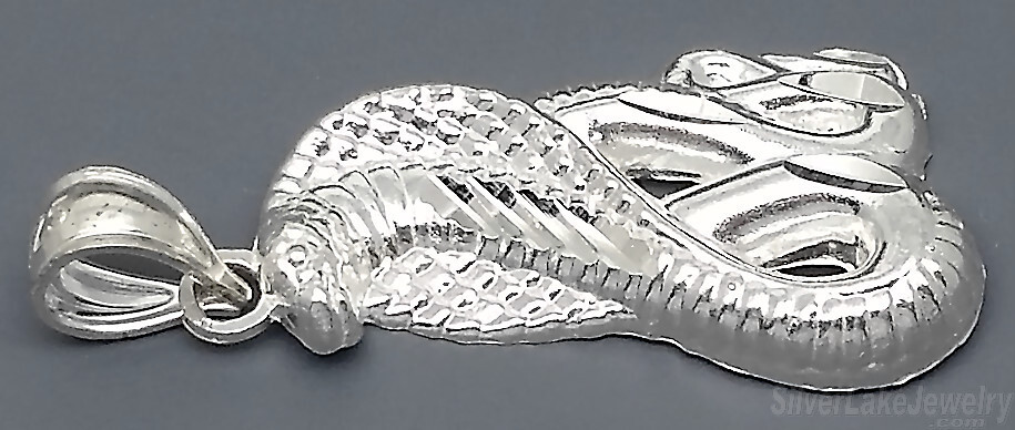 Sterling Silver Diamond-cut Small Cobra Snake Charm Pendant