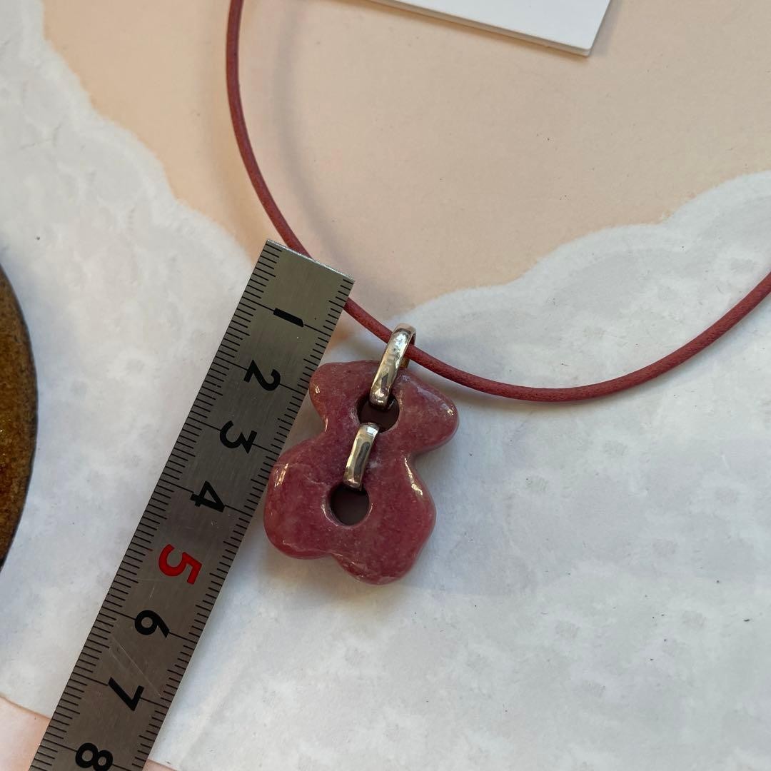 Auth TOUS Natural Silver Necklace 925 Silver Pink Women’s Pendant Accessory