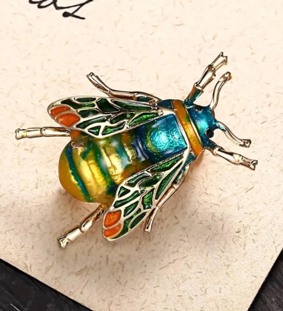 BUMBLE HONEY BEE INSECT BUG BROOCH PIN~HALLOWEEN COSTUME ACCESSORY~VINTAGE STYLE