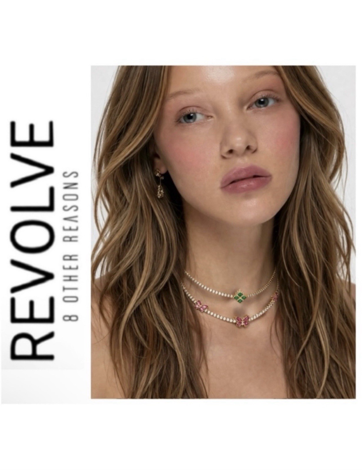 NWT Revolve × 8 Other Reasons Wicked Pink Butterfly CrystalChoker Necklace Set