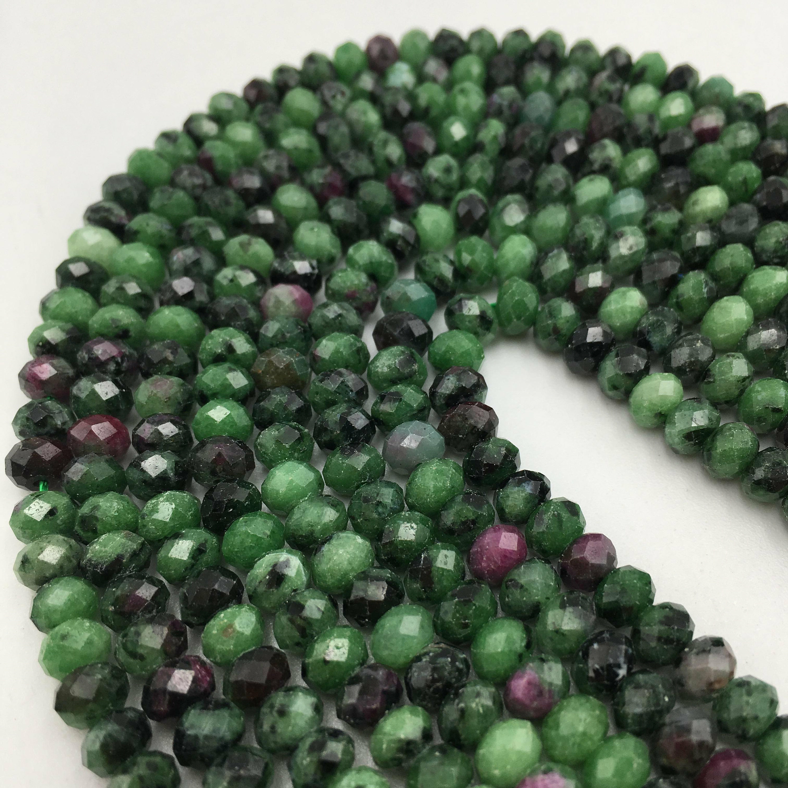 Natural Ruby Zoisite Faceted Rondelle Beads 2x3mm 4x6mm 5x8mm 6x10mm 15.5″ Strd