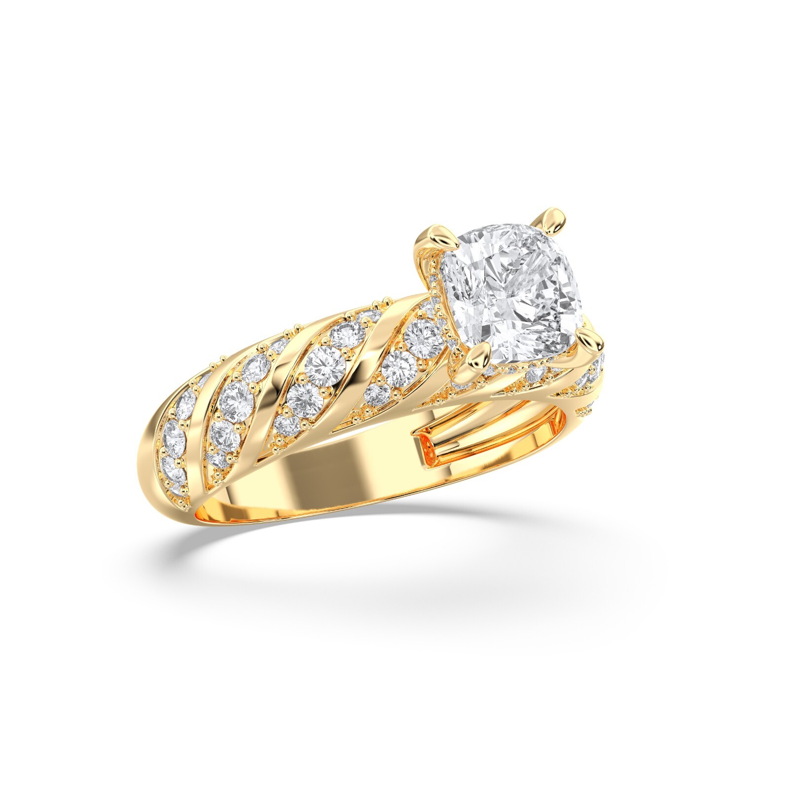 2.60 Carat Cushion Moissanite Stone Luxuries Style Engagement Ring in Silver
