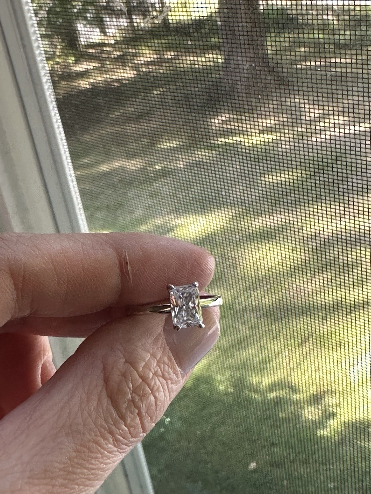 Radiant Cut 1CT Diamond Alternative Engagement Ring – Size 5, Gift Box Included