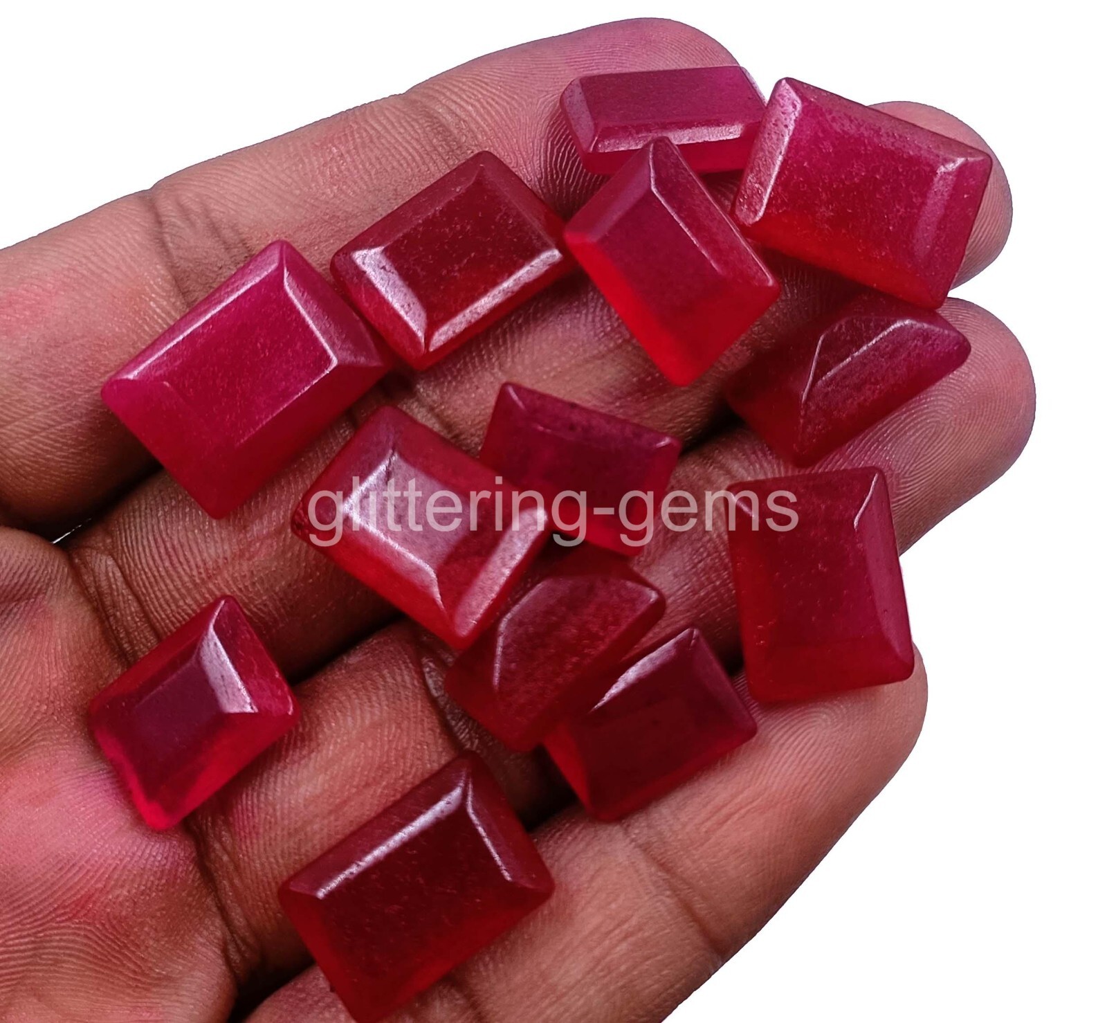 DYED 120 Ct Natural Pink Ruby Lot Emerald Cut Certified IGL Loose Gemstone 5MSZ