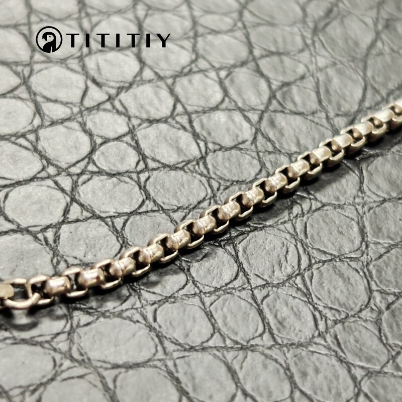 Pure Titanium Necklace 3mm wide Square Box Chain Anti Allergic Classics 19.7inch