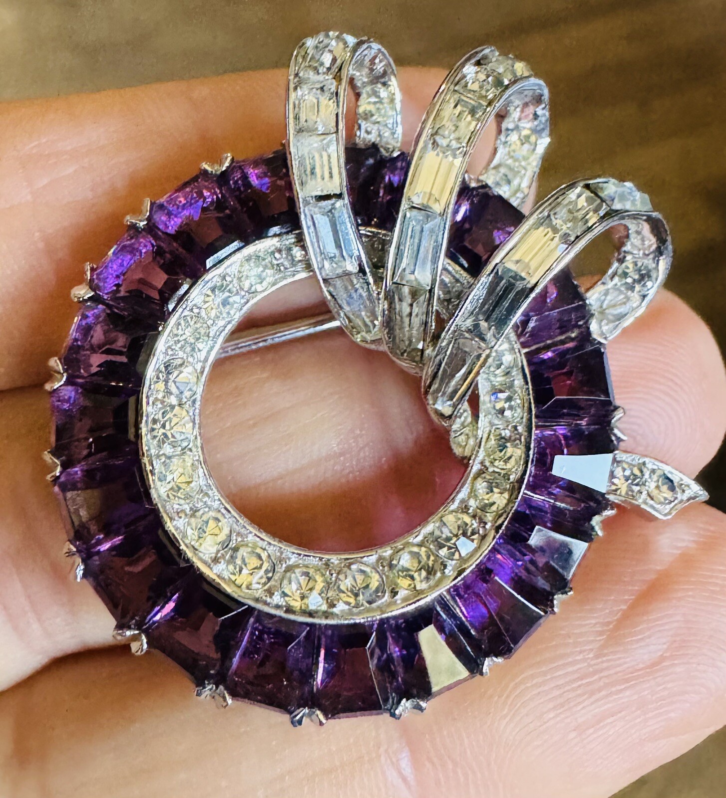MARCEL BOUCHER PHRYGIAN CAP Sterling Silver Invisibility Set Rhinestone Brooch