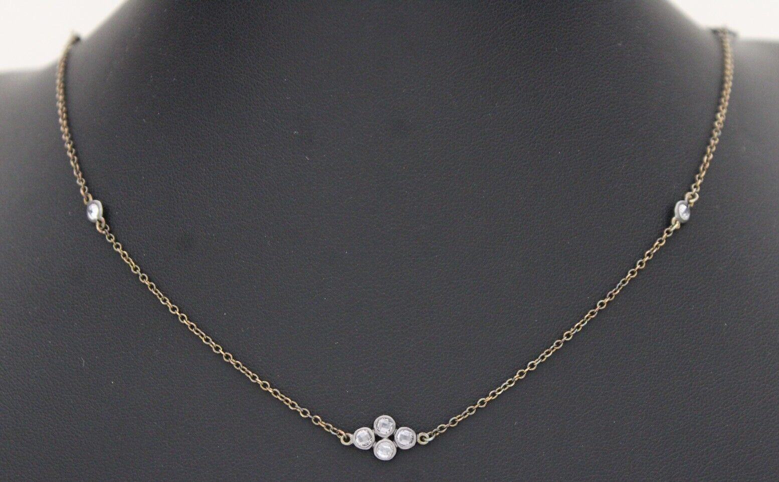 Frieda Rothman Sterling Silver Signature Four Point Station Necklace 8.8 Grams