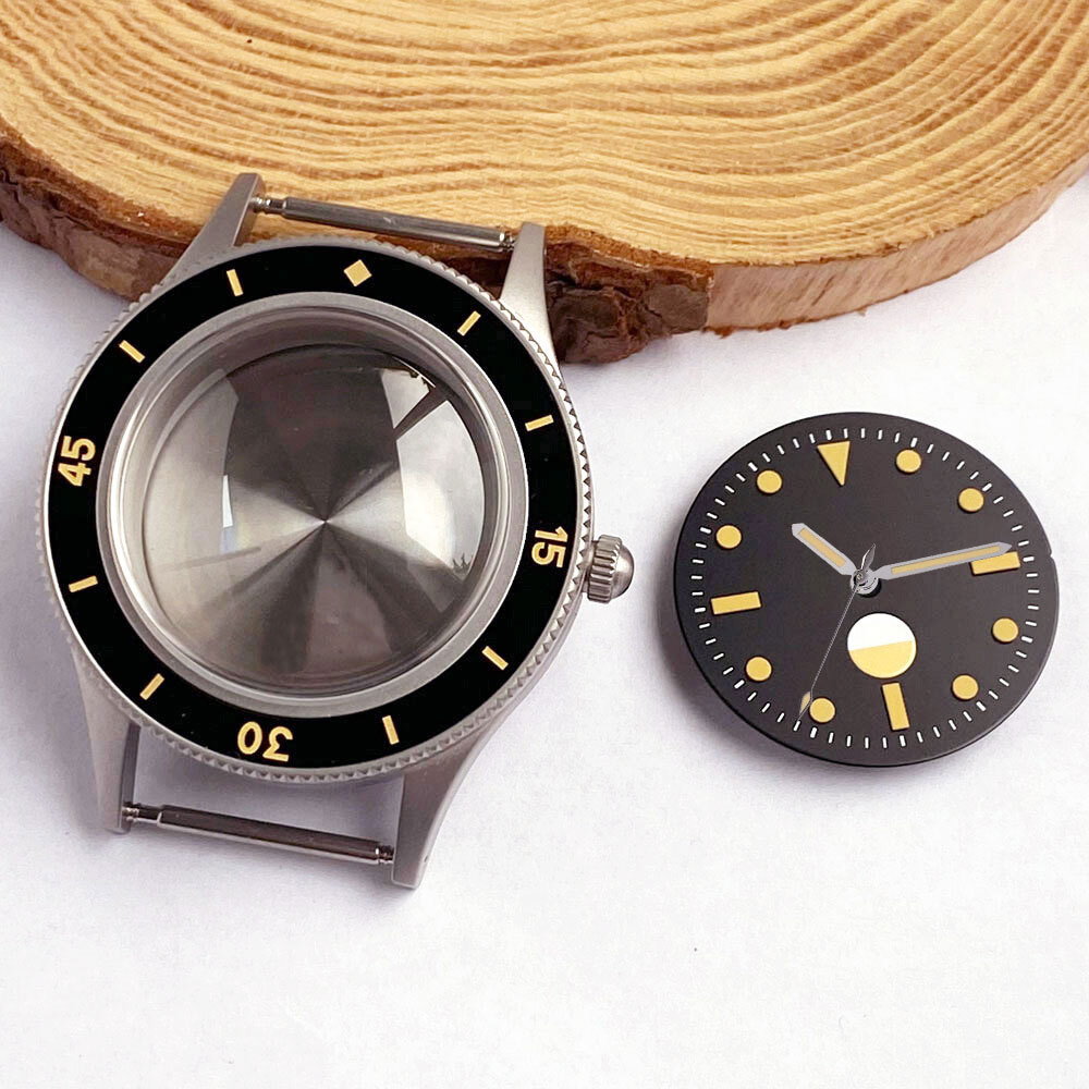 Vintage For 50-Fathoms 200M Dive Watch Case Dial Fit NH35A PT5000 Domed Sapphire