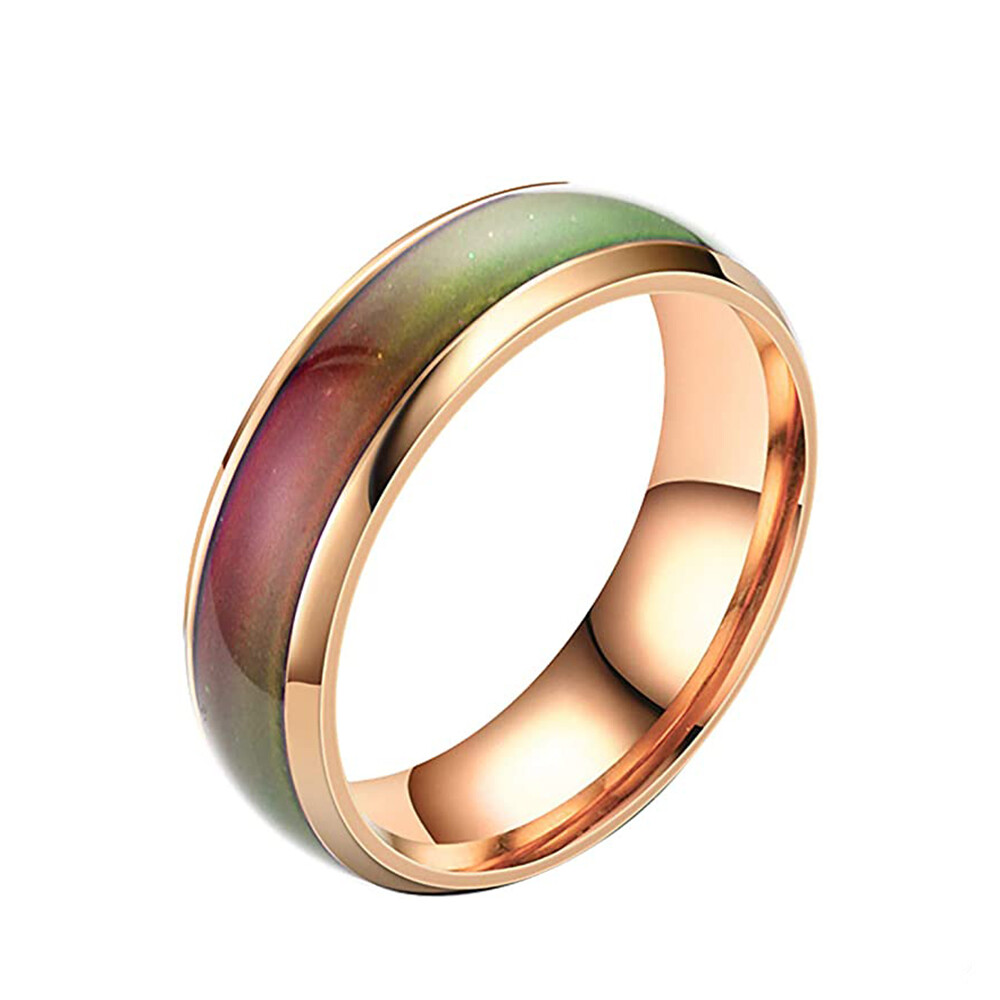 Stainless Steel Temperature Color Changing Wedding Band Mood Ring for Women Men