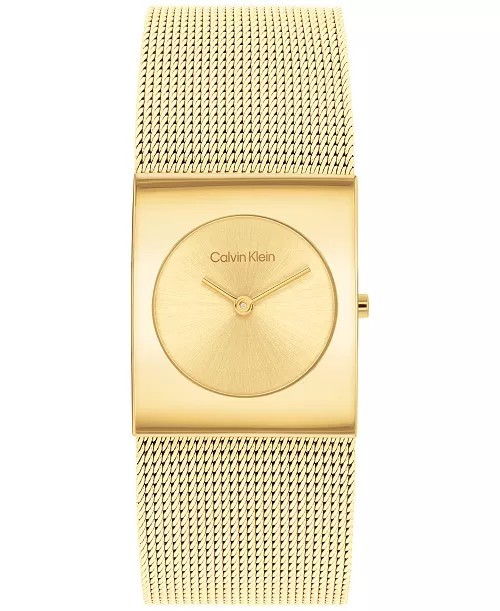 Calvin Klein Women’s Pulse Gold-Tone Stainless Steel Mesh Watch 26.40mm $150