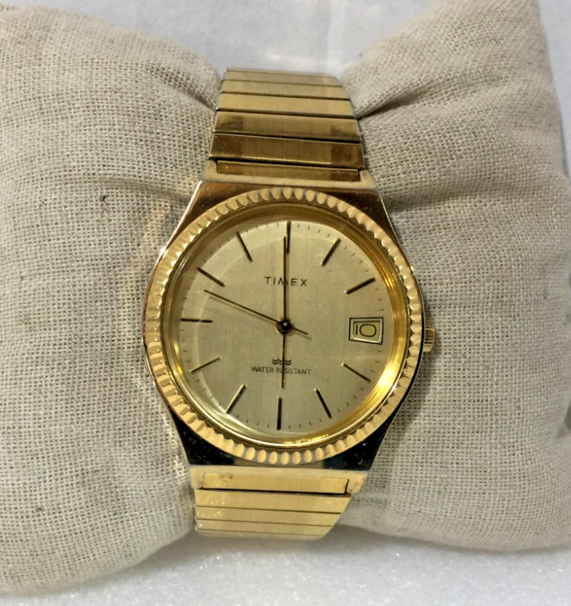 Vintage Timex Marlin Men’s Gold Tone Mechanical Wrist Watch With Date Working!