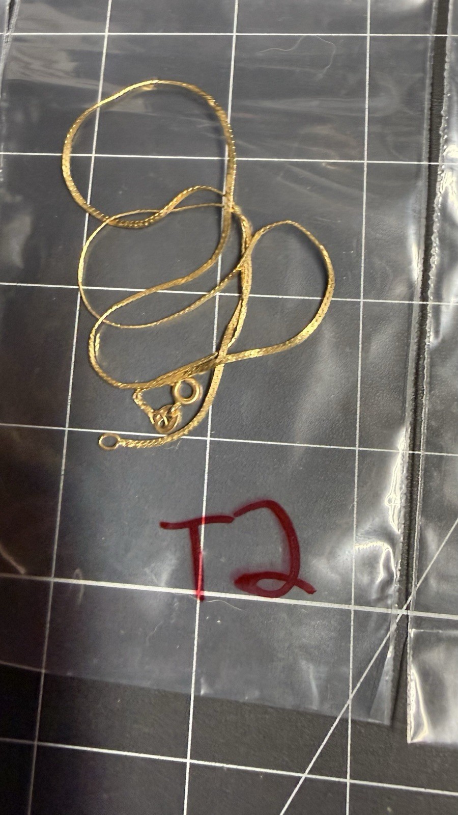 14K Yellow Gold Italy Flat Herringbone Chain Necklace 17” 2.15g