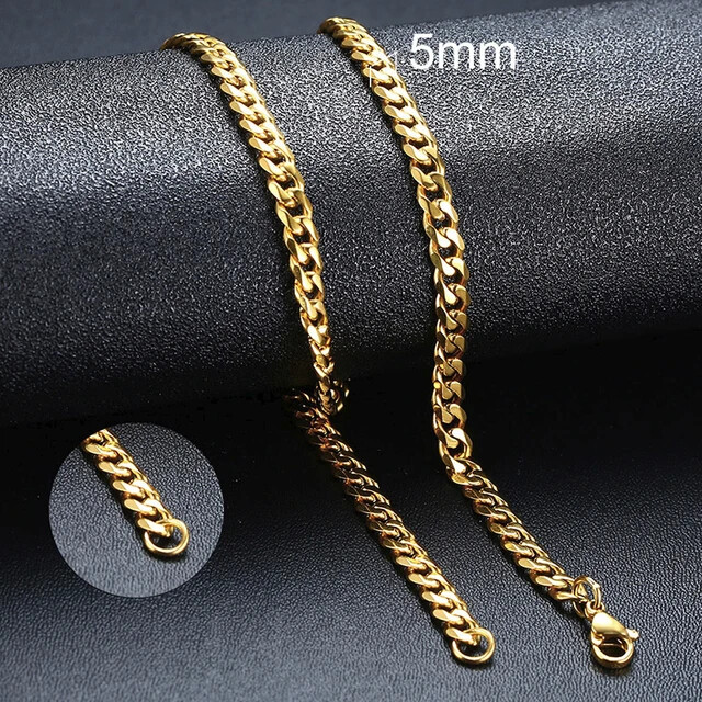 Cuban Chain Necklace for Men Women, Stainless Steel Necklace, Fashion Jewelry