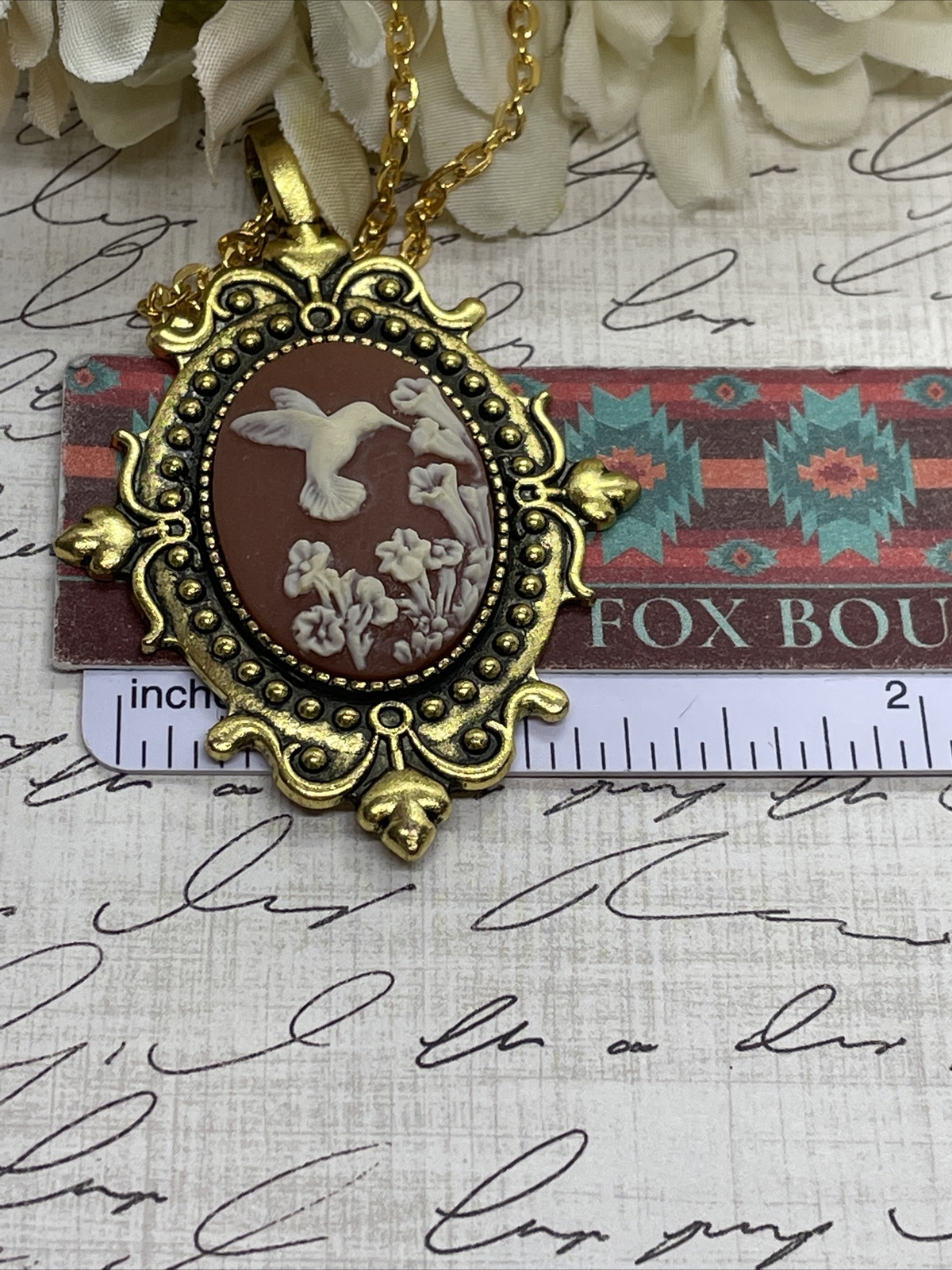 Anniversary Gold Cameo Hummingbird Easter Mother’s Day Birthday wedding Necklace