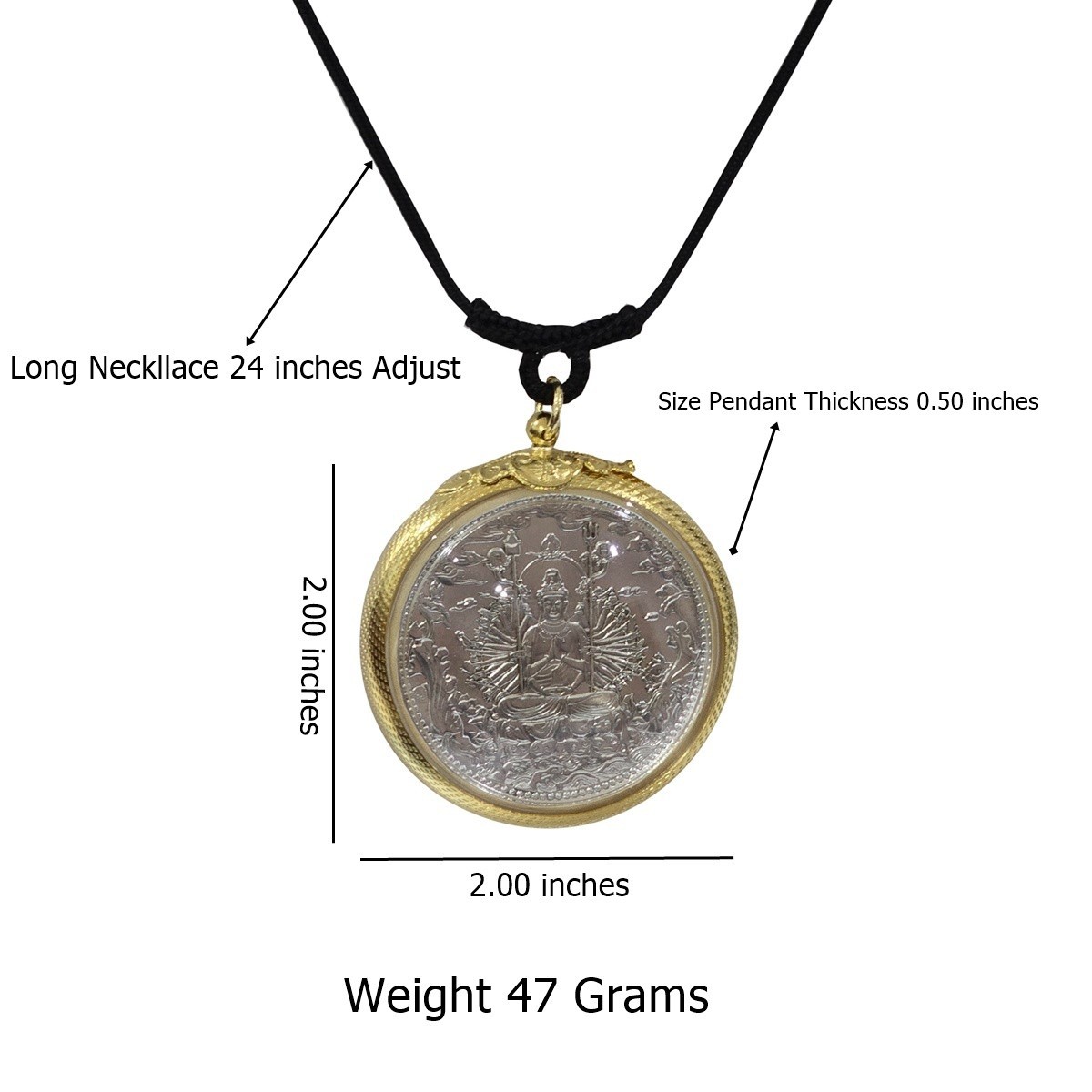 Thai Energy Mercy Kwan Yin Pendant Necklace Thousand Arms Goddess Guanyin