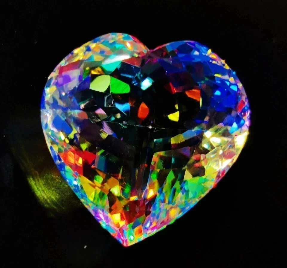 Natural 102 Ct Amazing Rainbow Color Heart Cut Mystic Topaz Certified Gemstone