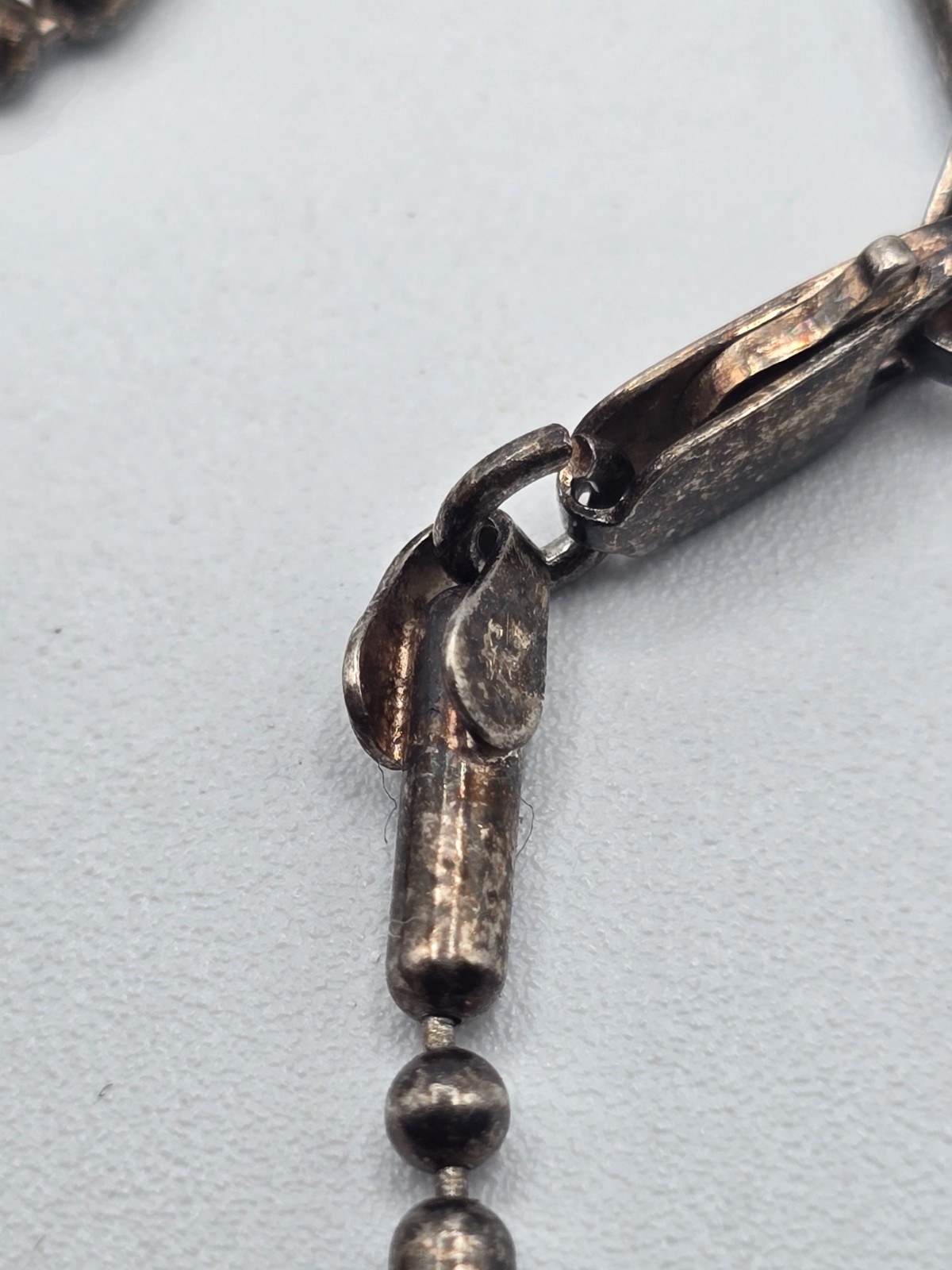 Vintage Sterling Silver Liquid Bar & Bead Ball Chain Necklace 925 Italy Heavy…