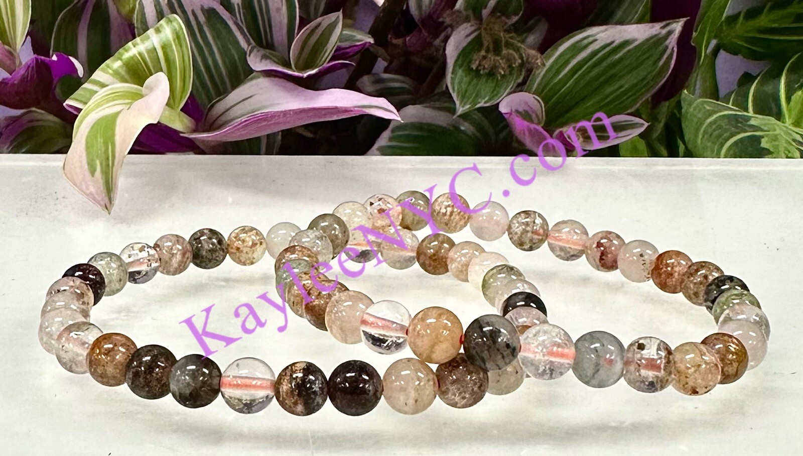 Wholesale 6 Pcs Natural Thousand Layer Phantom Quartz 6mm Stretch Bracelet