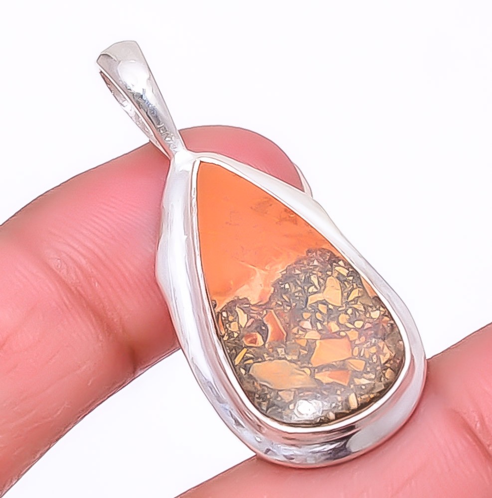Malingano Jasper – Indonesia Gemstone 925 Silver Plated Pendant 1.56″ A330