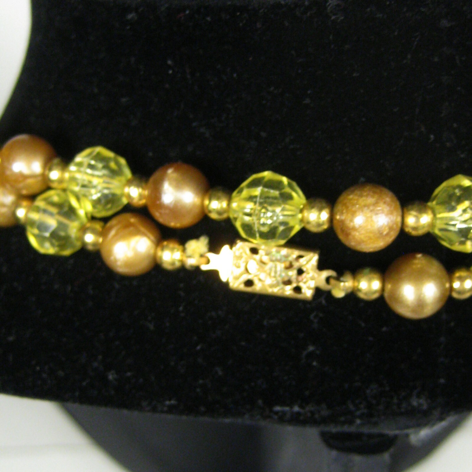 Necklace Women Goldtone 56 Inch VTG 70s 60s Estate Strand String Beaded Yellow