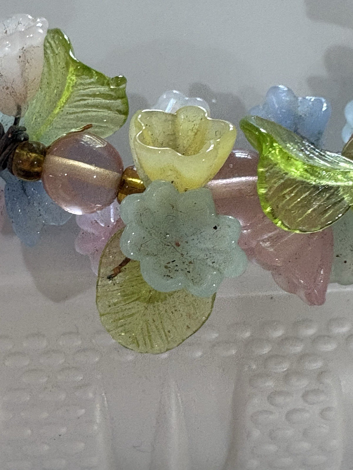 Vintage Italian Venitian Flower Necklace Pink Color