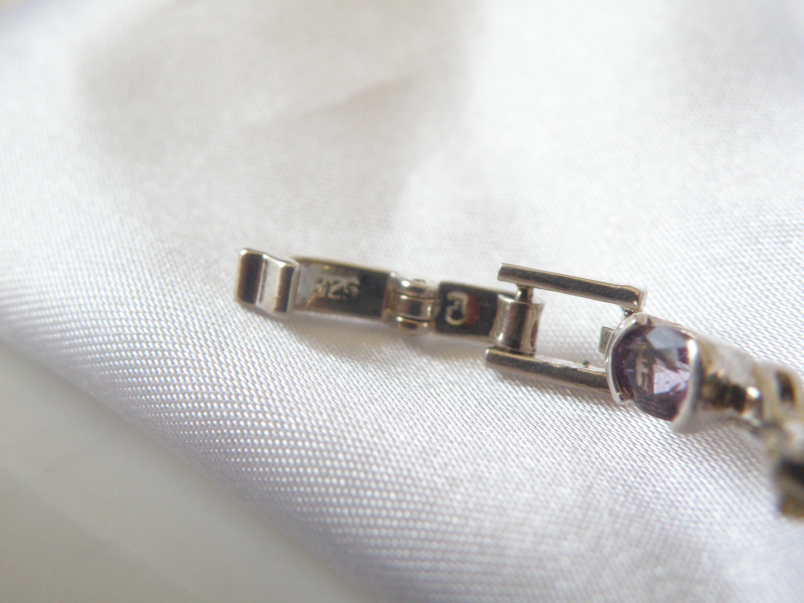 Vintage Sterling Silver 925 Gemstone Tennis Station Link Bracelet 7″
