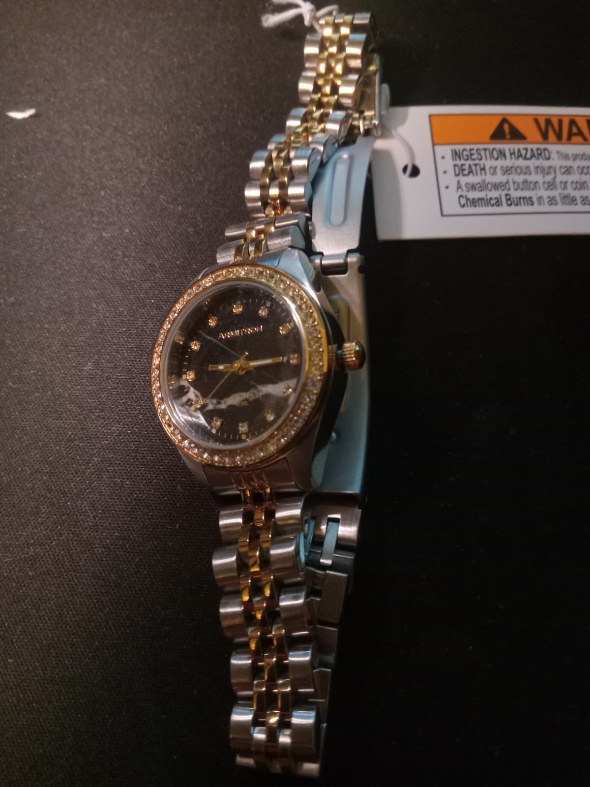Lot of 2 Gruen Gold-Tone Quartz Watches Diamond-Style Bezel & Dial Women’s Dress