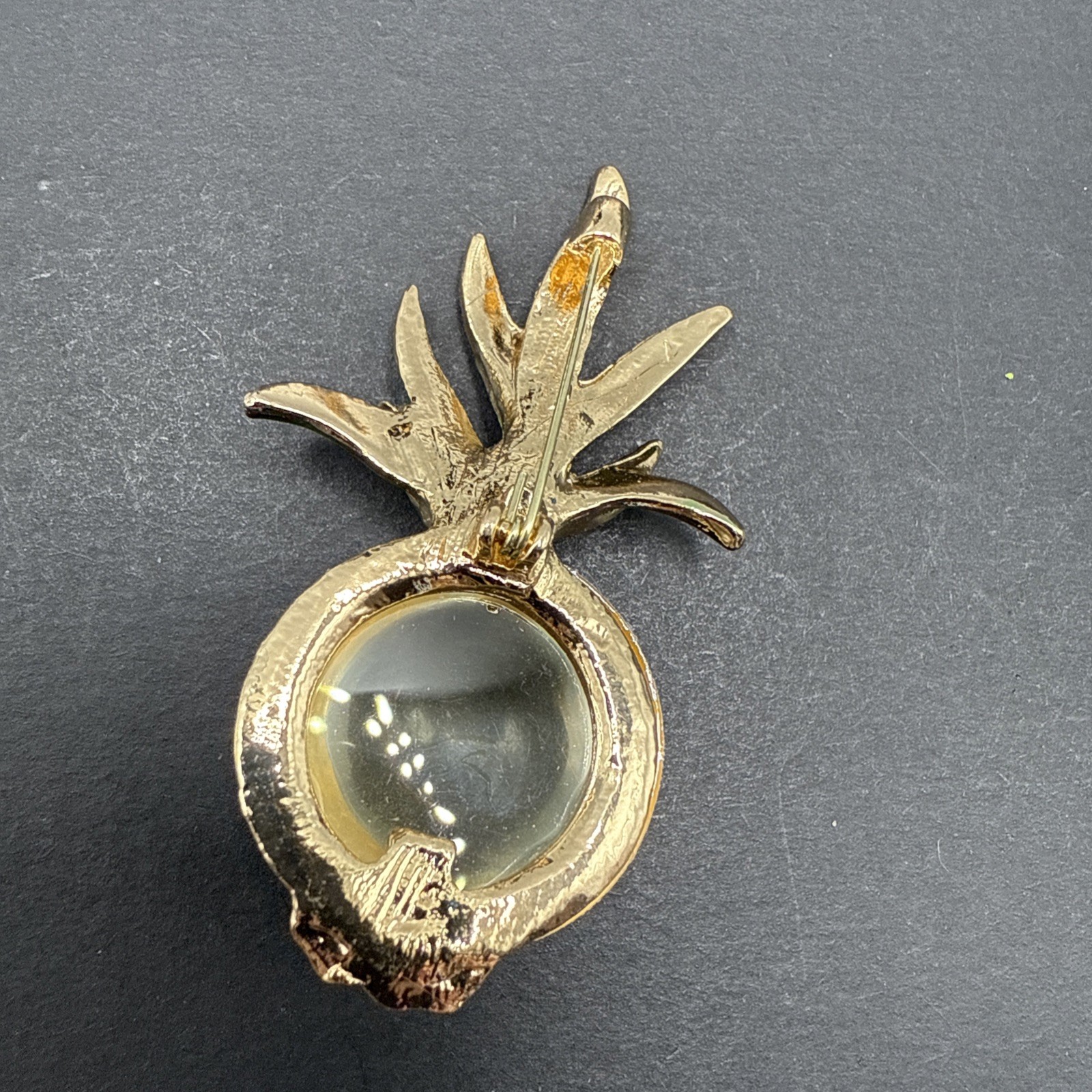 Pineapple Yellow Green Rhinestone Brooch Pin J26