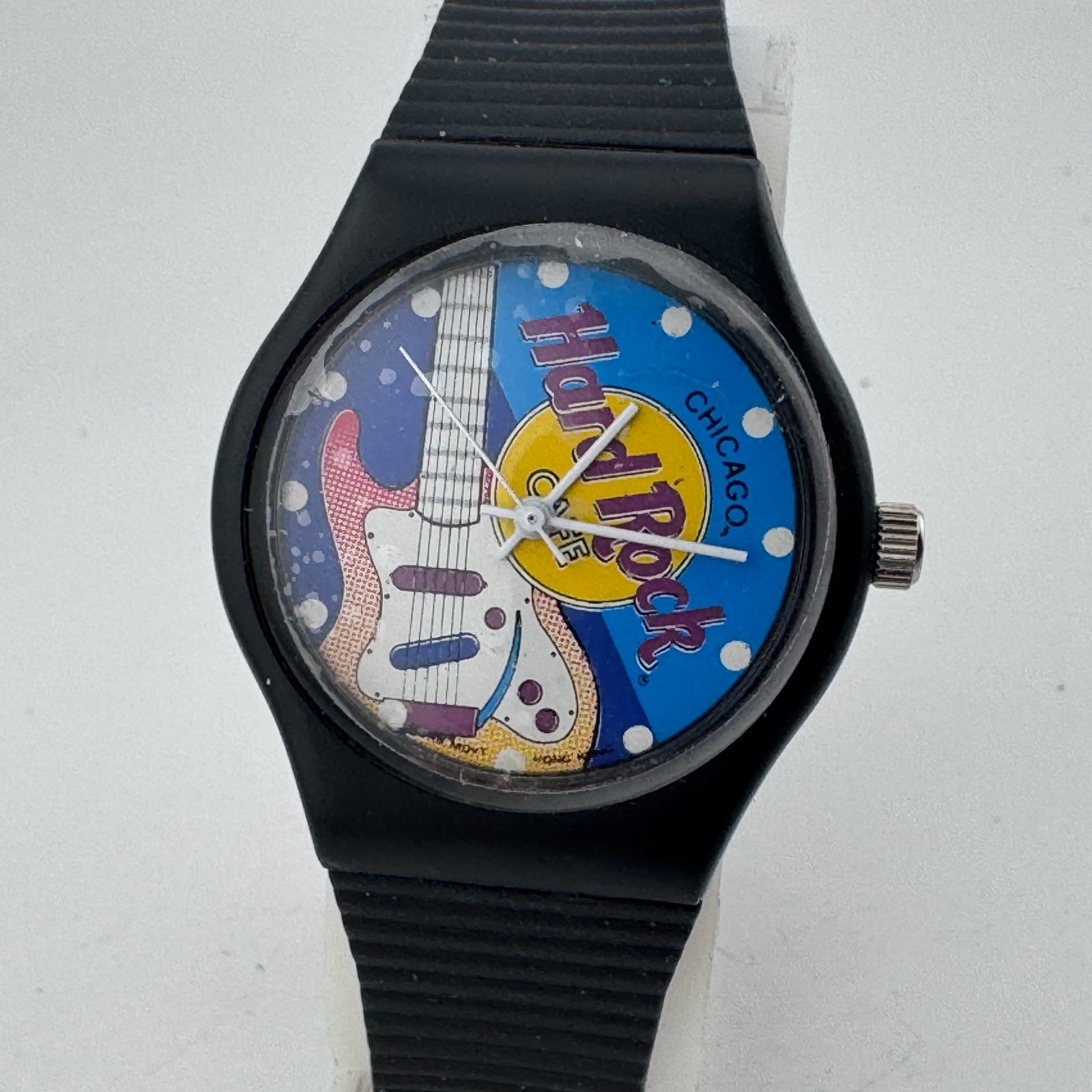 Chicago Hard Rock Cafe Japan Quartz Watch Unisex Black Plastic Analog New Batter
