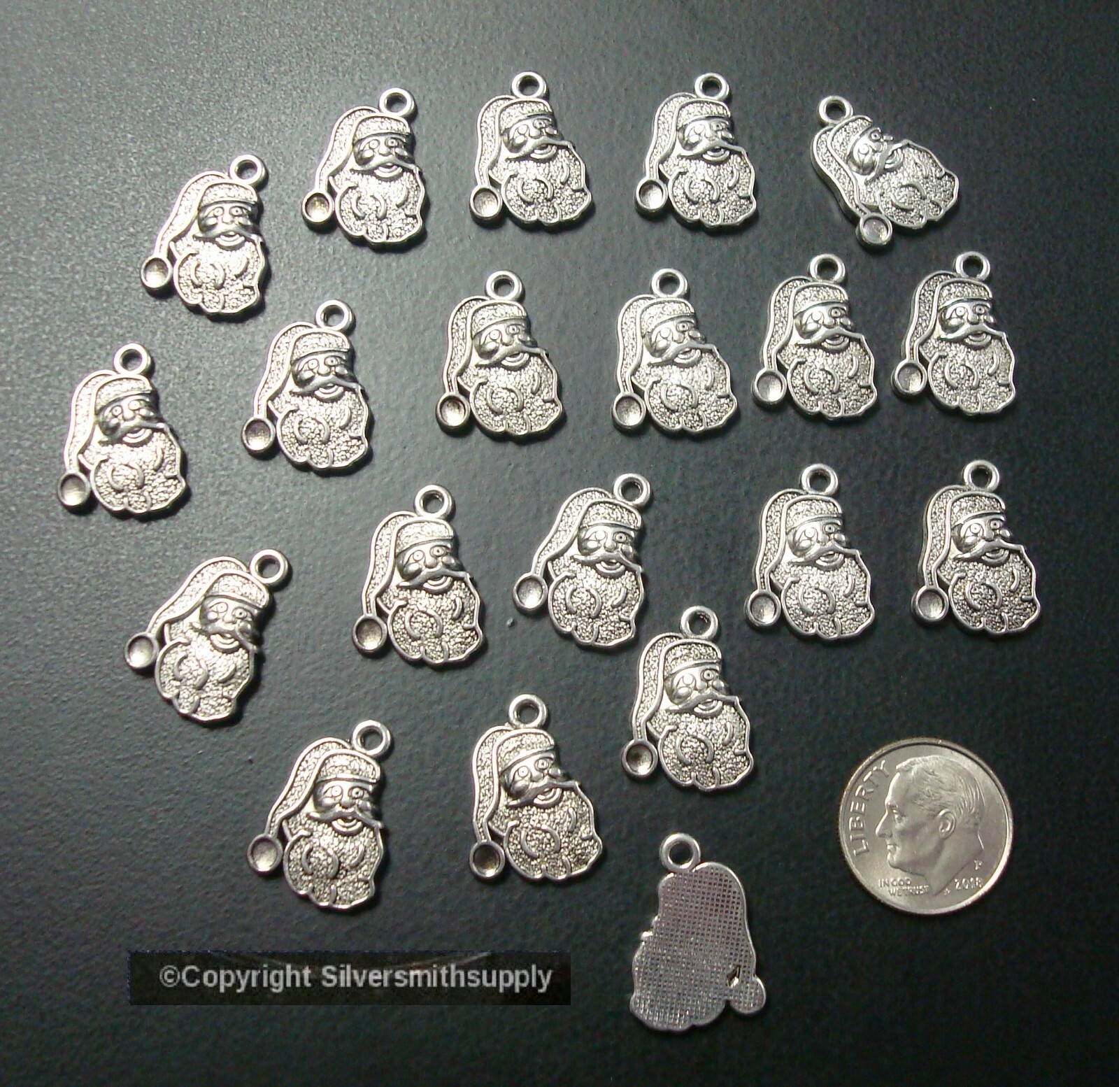 20 Christmas Santa charms 19mm Silver plated zinc earrings findings cfp149