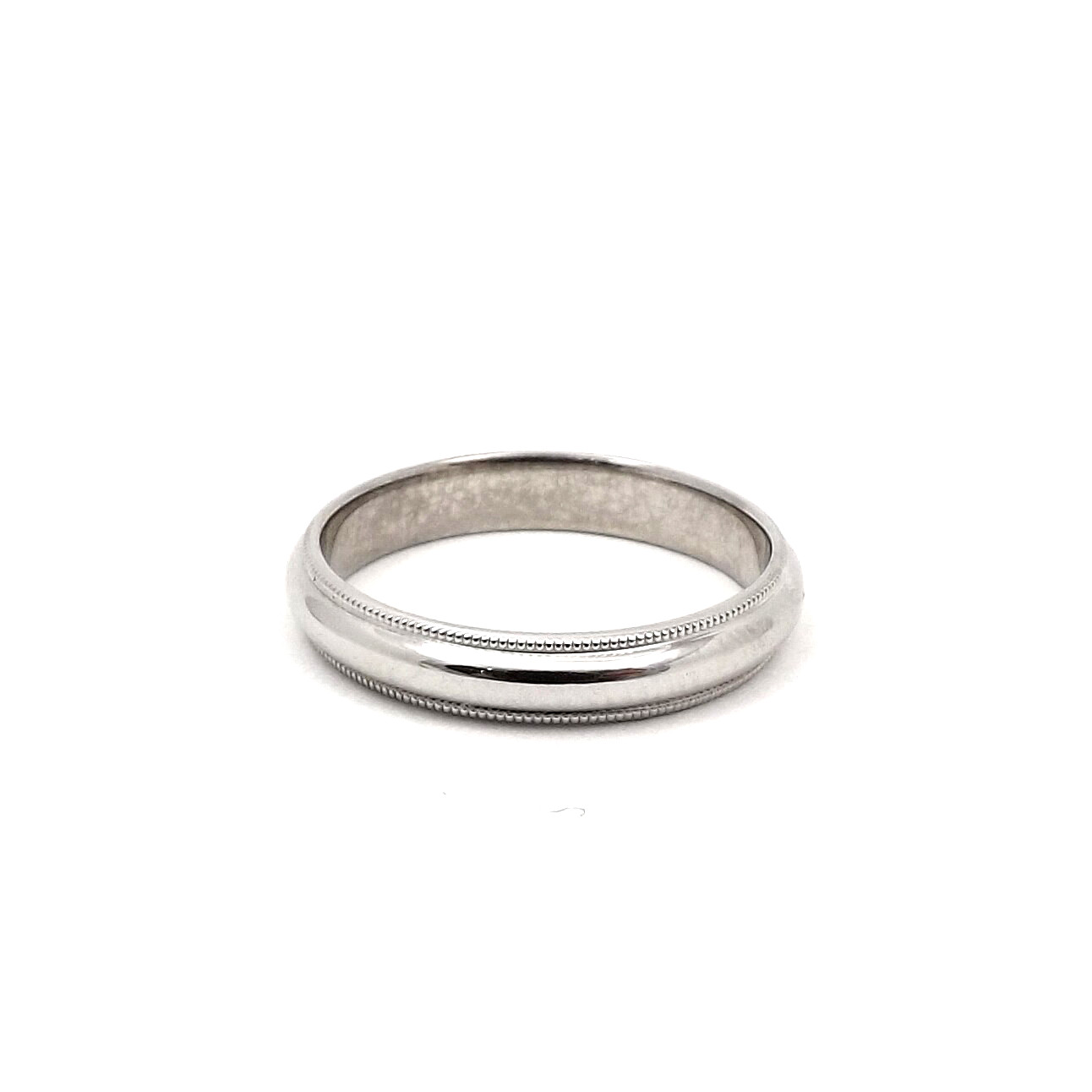 Art Carved Solid 14K White Gold Milgrain Wedding Band Ring New sz4.75 3.2mm Wide