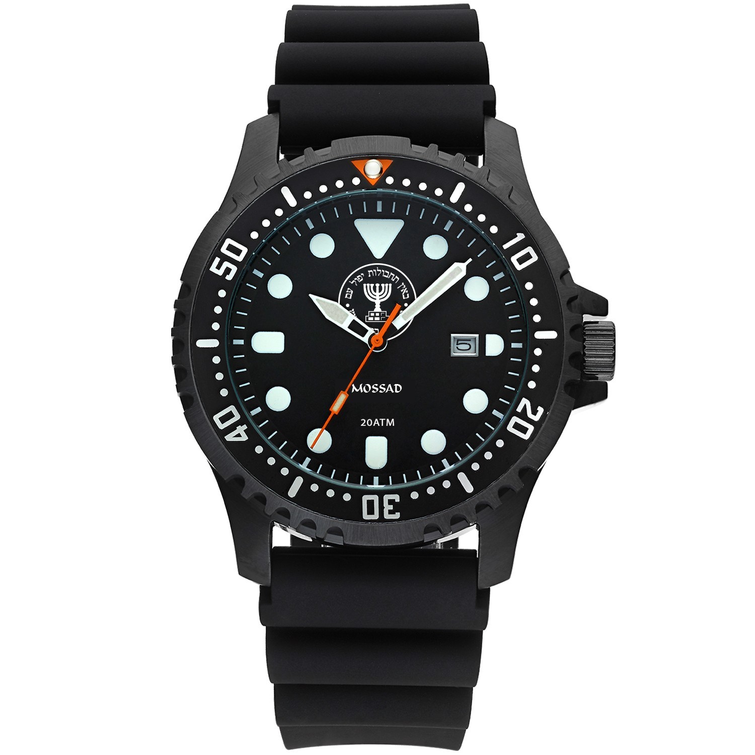 Israeli Mossad IDF Military Watch 44mm Tactical Black Dial+bezel-Made in Israel