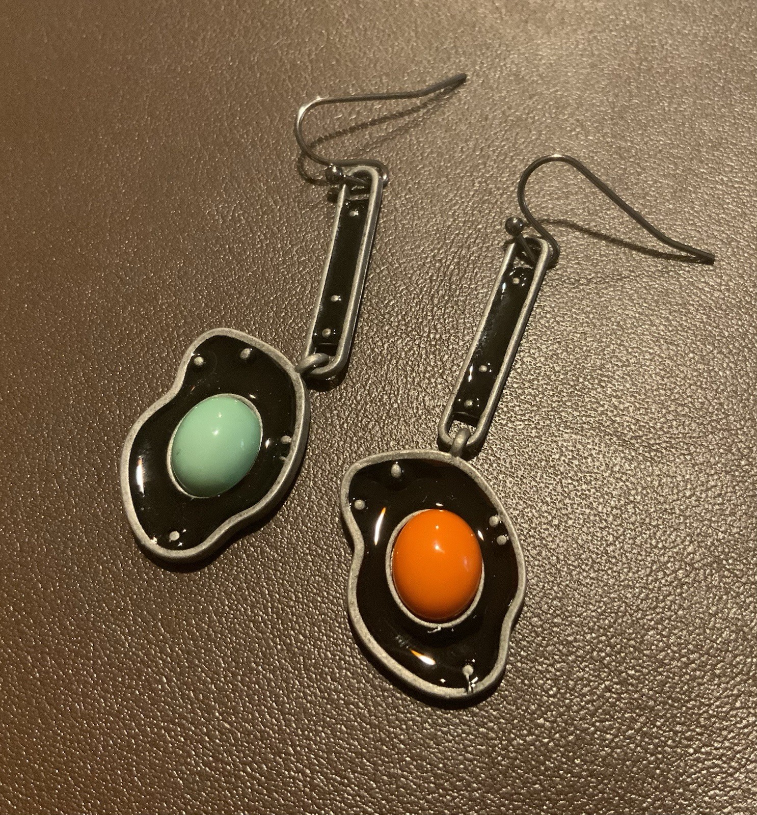 Museum Turquoise Geometric Mismatch Earrings Art Silver Asymmetric Modern Boho
