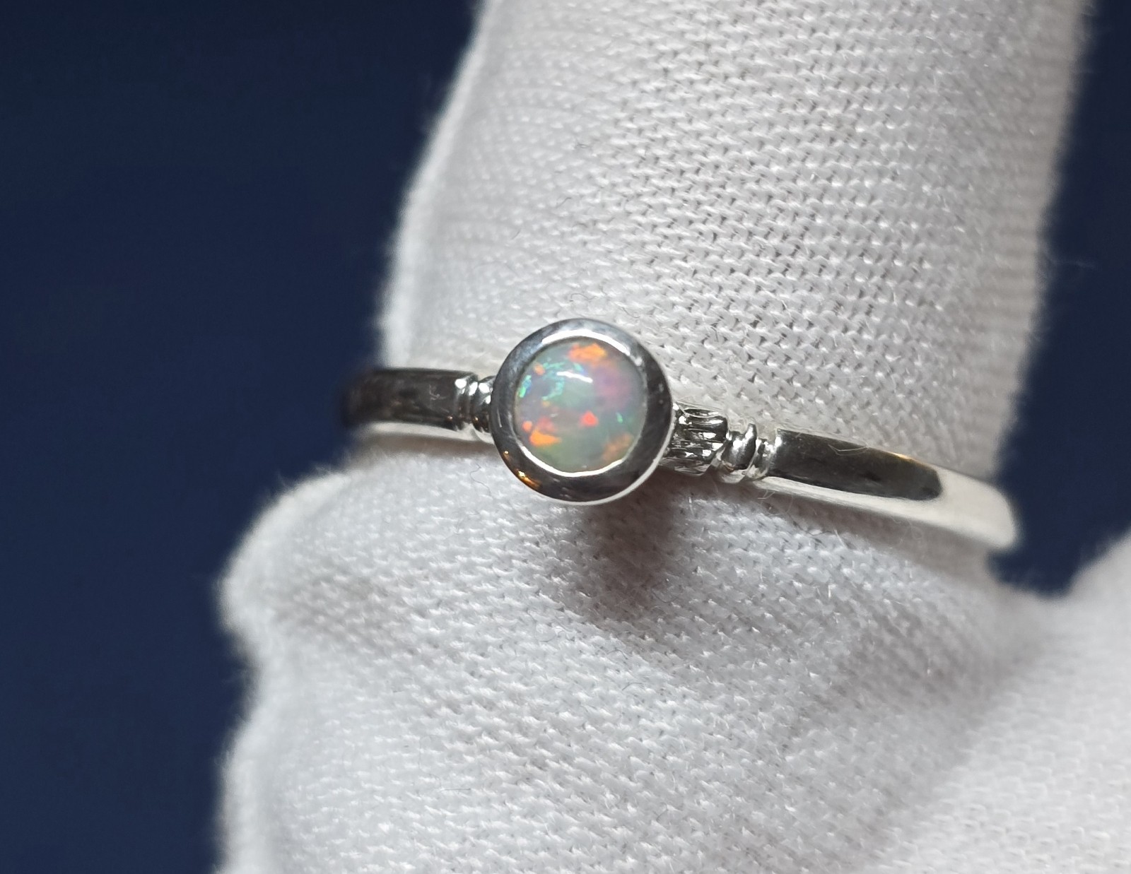 2 X Australian Made STACKABLE Opal Ring Set 925 Sterling Silver Ring Unique