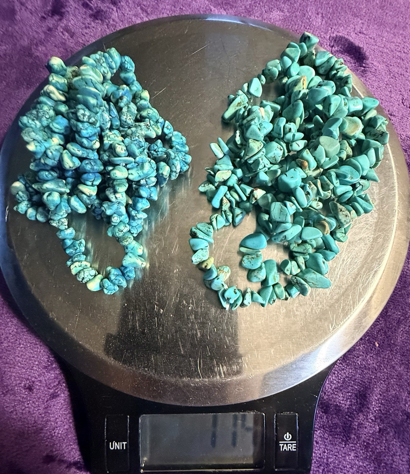 Two Vintage Southwestern Turquoise Chip Necklaces 35” & 40” 114g
