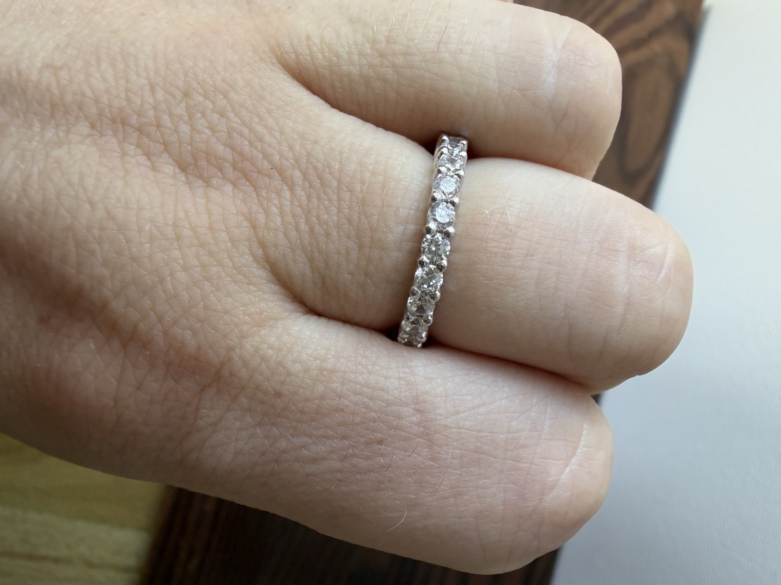 925 Sterling Silver CZ Eternity Band Ring Size 7 Palladium Jewelry Stackable
