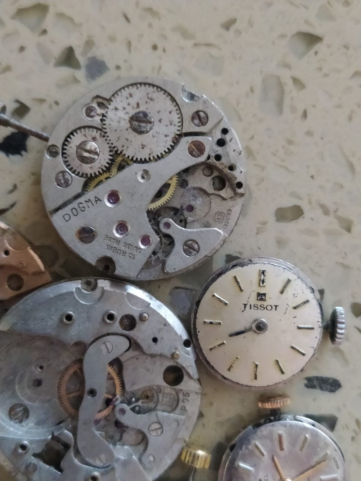 LOT VINTAGE Movements tissot /dogma/ lnco/ & Other for parts