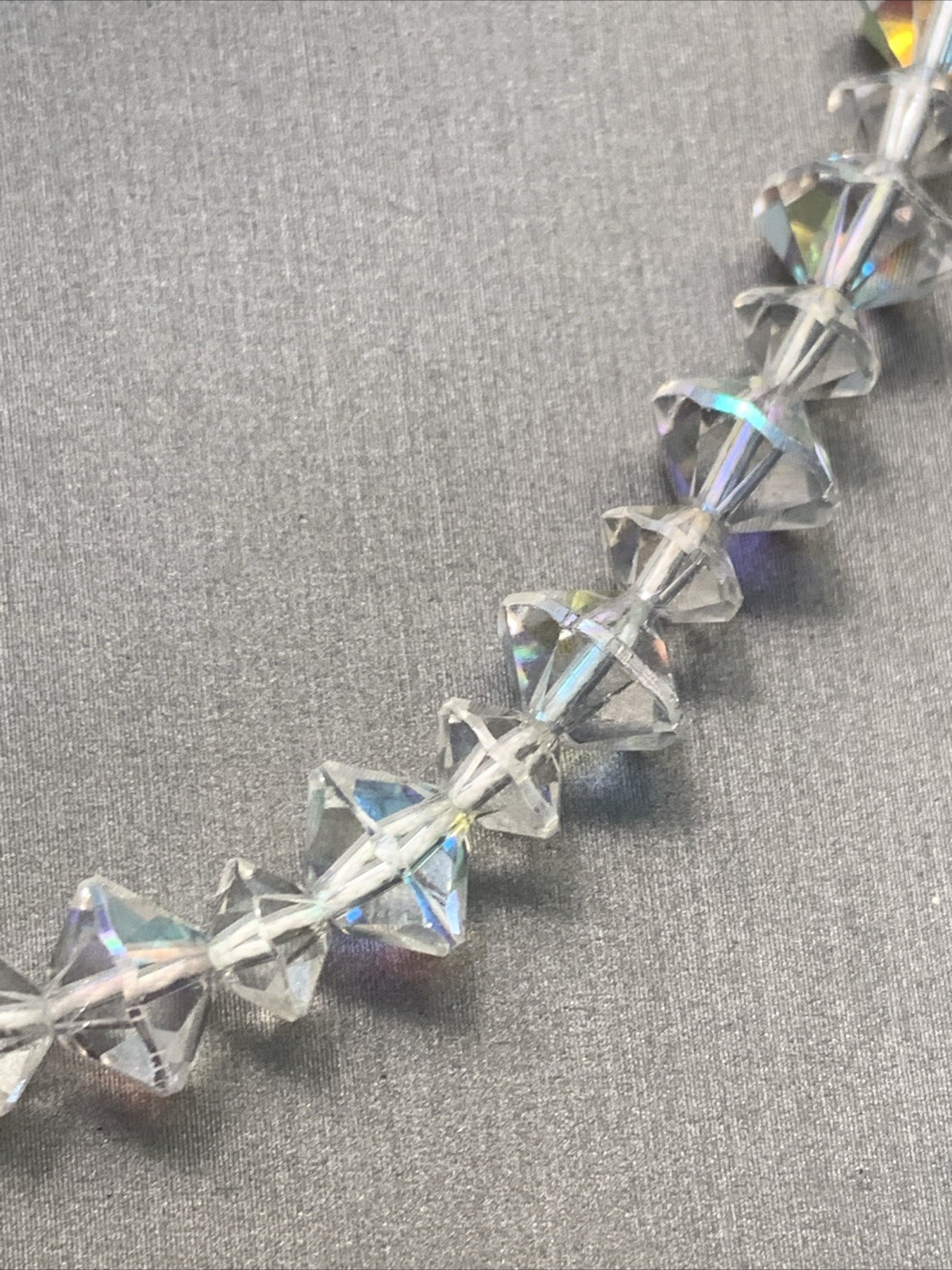 Vintage Necklace 1950s Ab Glass Crystal Wedding Necklace Change Knee length 14”