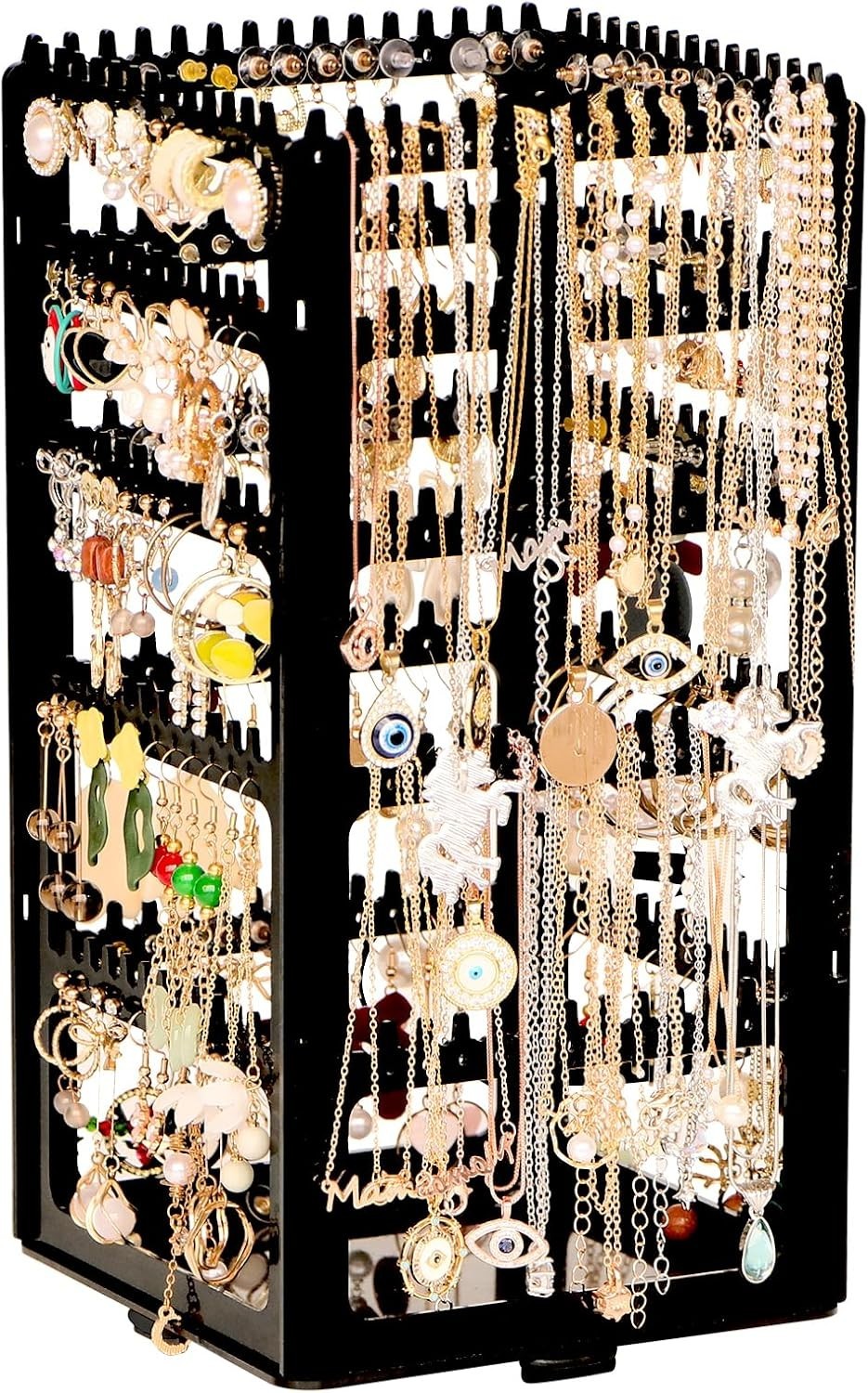 360 Rotating Earring Holder Organizer Stand 5 Tier Acrylic Jewelry Display Rack