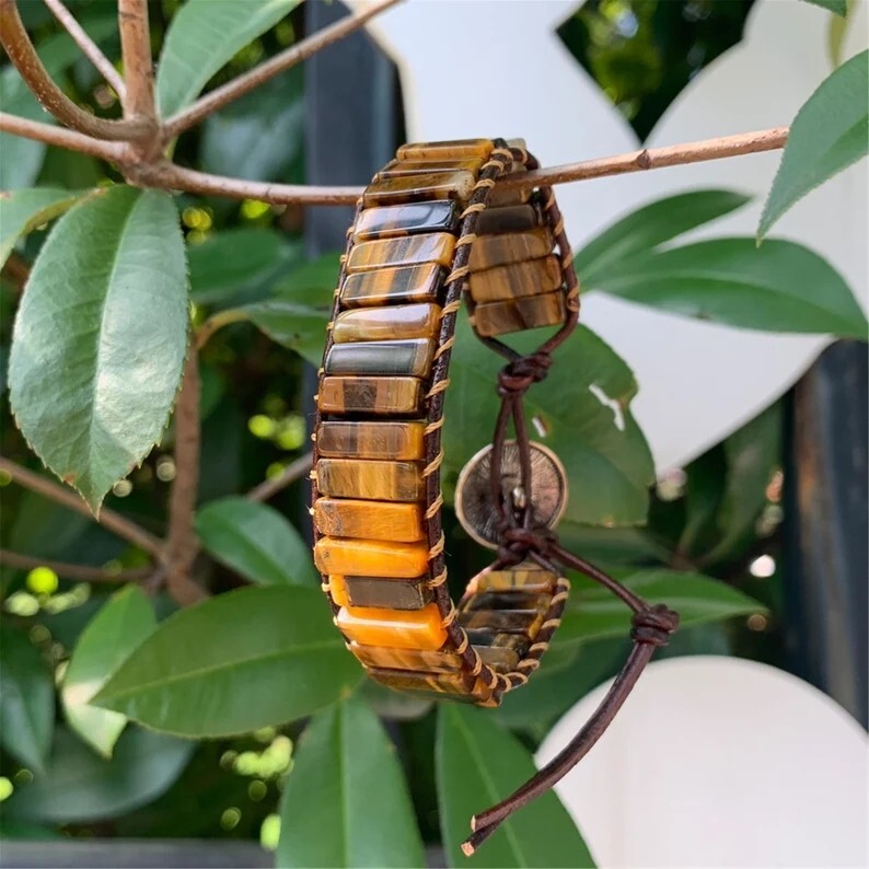 Tiger’s Eye Handmade Natural Stone Healing Protection Beads Men Women Bracelet