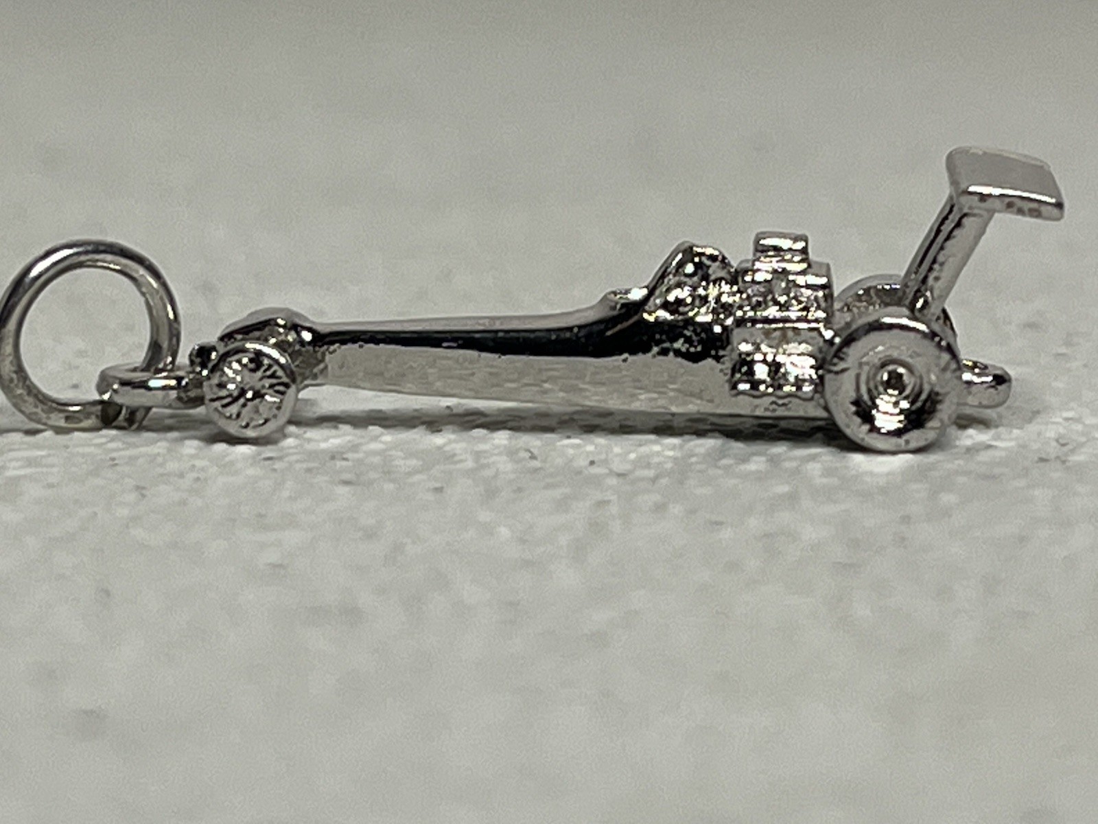 Vintage KINNEY Top Fuel Dragster Detailed 3D Charm/Pendant Sterling Silver 4.5g