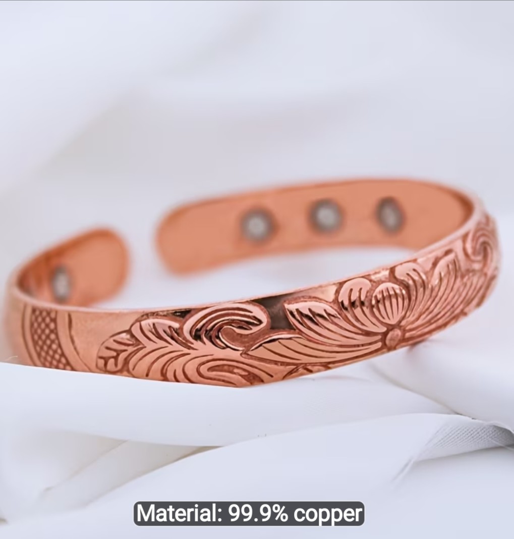 Pure 99% Copper Adjustable Open Bracqelet Wildflower Design
